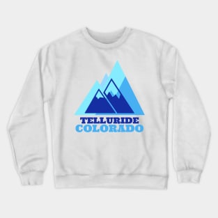 Telluride Colorado Mountain Traveler in Blue Crewneck Sweatshirt